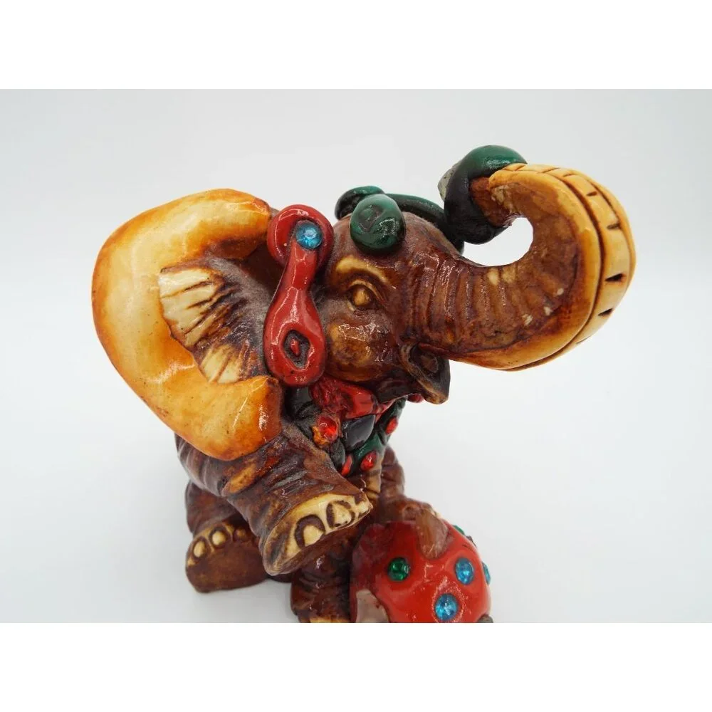 Mexican Folk Art Lucky Elephant Figurine Mayan Aztec Stones